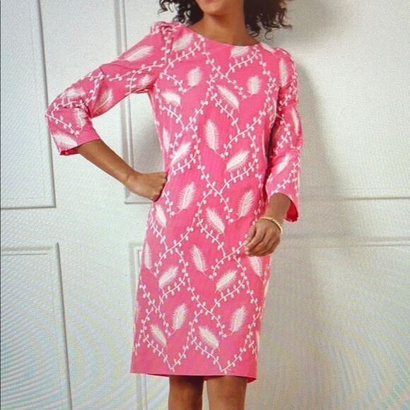 Talbots Graceful Garden Shift Dress Pink Size 14 - Picture 1 of 14